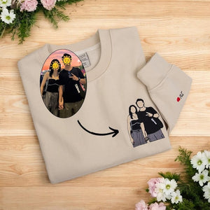 Custom Photo Portrait Couple  - Embroidered Hoodie, Sweatshirt, Tshirt - Best Valentine Gift for Couple