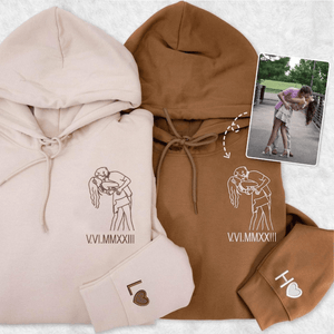 Personalized Outline Photo   - Embroidered Hoodie, Sweatshirt, Tshirt - Gift for Girlfriend Boyfriend