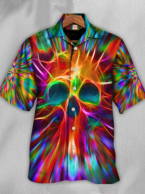 Rainbow Radiant Skull Hawaiian Shirt