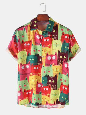 Men's Printed Casual Cartoon Hawaiian Shirt