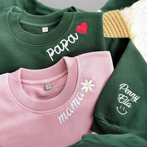 Custom Mama And Papa With Grandkids - Embroidered Sweatshirt, Hoodie, Tshirt - Best Gift for Mom, Dad