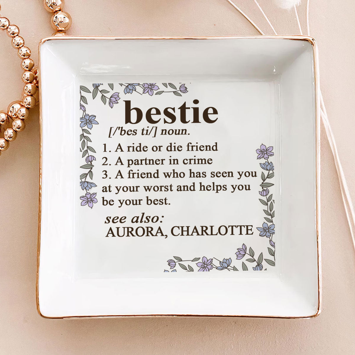 Bestie Definition - Personalized Jewelry Dish - Gift For Besties, Friends, Sisters - NA94