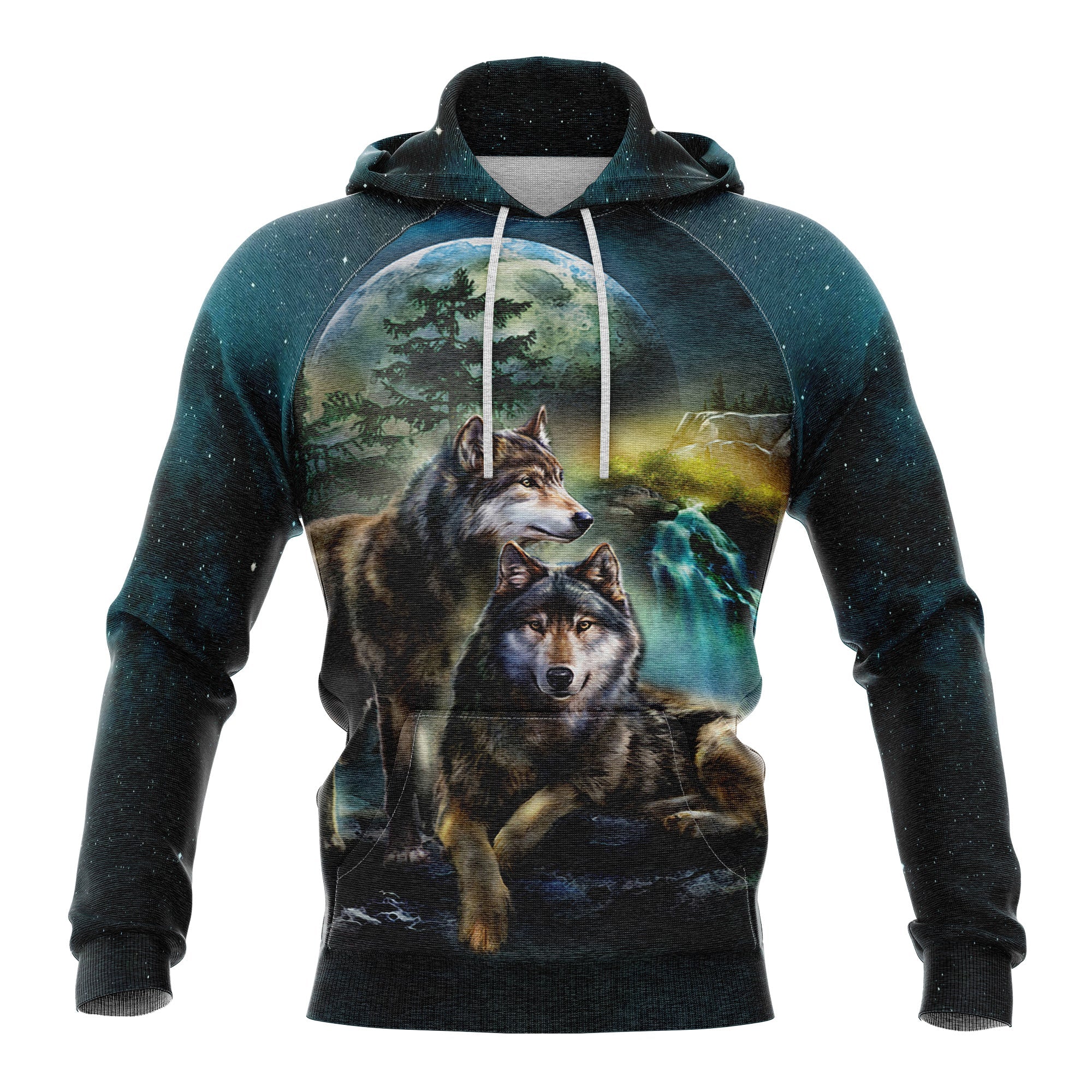 Gray Wolf Couple Hoodie For Men And Women