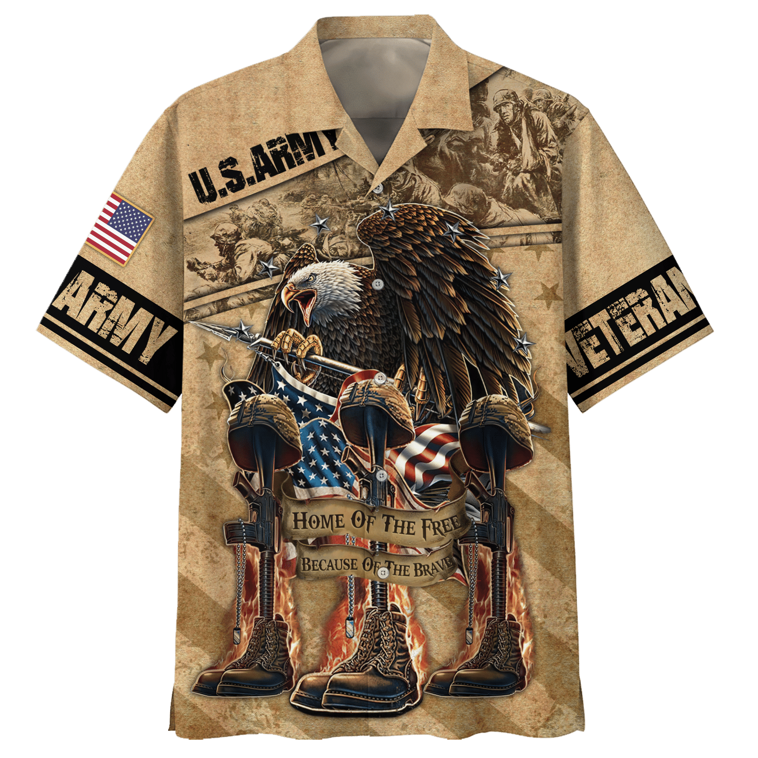 Army Home Of The Free Because Of The Brave Veteran Hawaiian Shirt