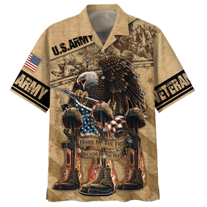 Army Home Of The Free Because Of The Brave Veteran Hawaiian Shirt