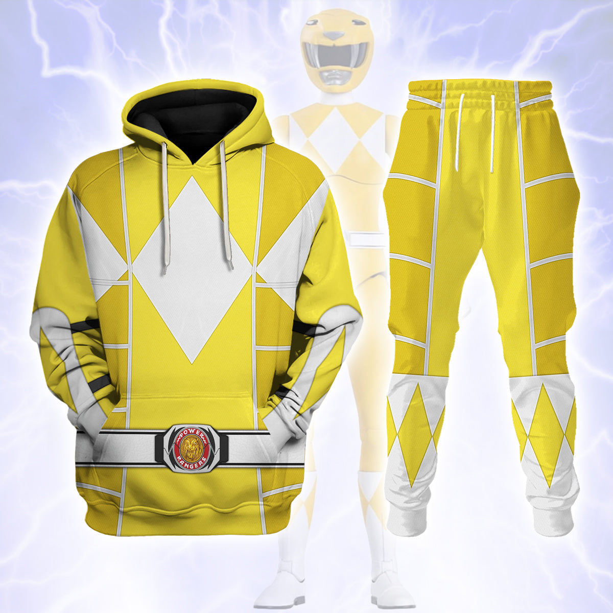 Yellow Mighty Morphin Power Ranger Cosplay C2 - Hoodie Set, Sweatshirt, Sweatpants