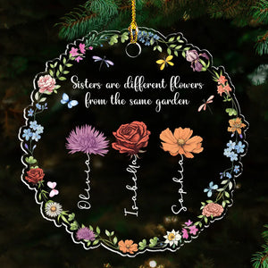 Flowers In The Same Garden - Personalized Acrylic Ornament - Gift For Sisters, Besties, Friends - CL47 NA94