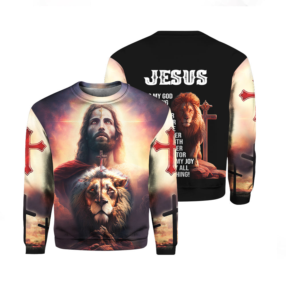 Jesus Is My God Lion Jesus Crewneck Sweater - Gift For Men And Women