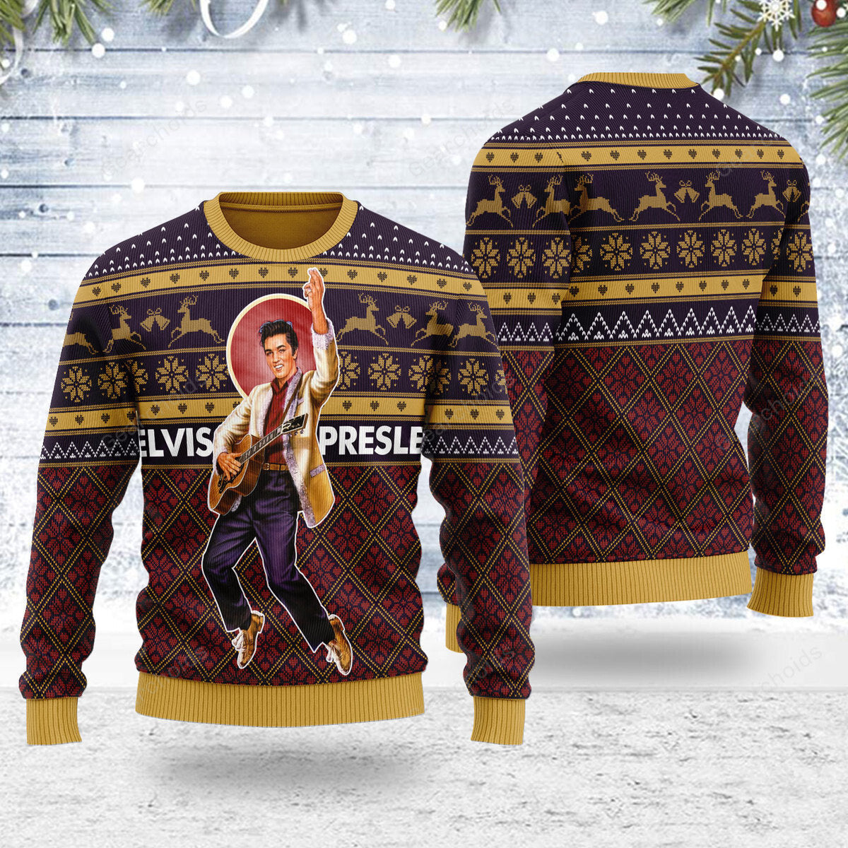 Elvis Guitar - Ugly Christmas Sweater