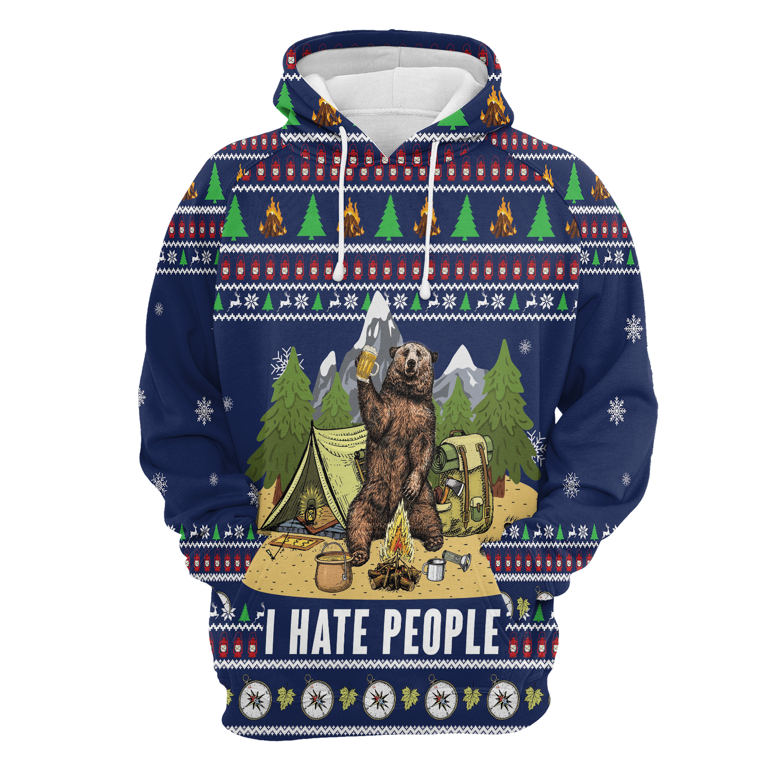 Bear Camping I Hate People Hoodie For Men And Women