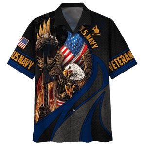 Navy Eagle With Gun Veteran U.S Navy Hawaiian Shirt