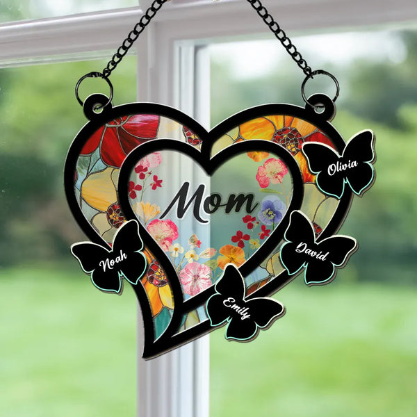A Suncatcher of Love - Personalized Window Hanging Window Hanging Suncatcher Ornament -  Gift For Mom, Grandma, Mother's Day | NA94