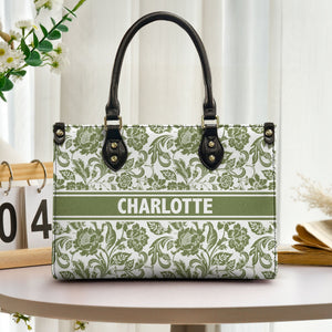 Custom Name Floral Pattern - Personalized Leather Bag - Loving Gift For Mother, Grandma, Grandmother, Mother's Day NA94