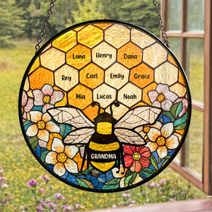 Mama 's Garden Bee - Personalized Window Hanging Suncatcher Ornament - Gift For Mom, Grandma, Mothers Day NA94