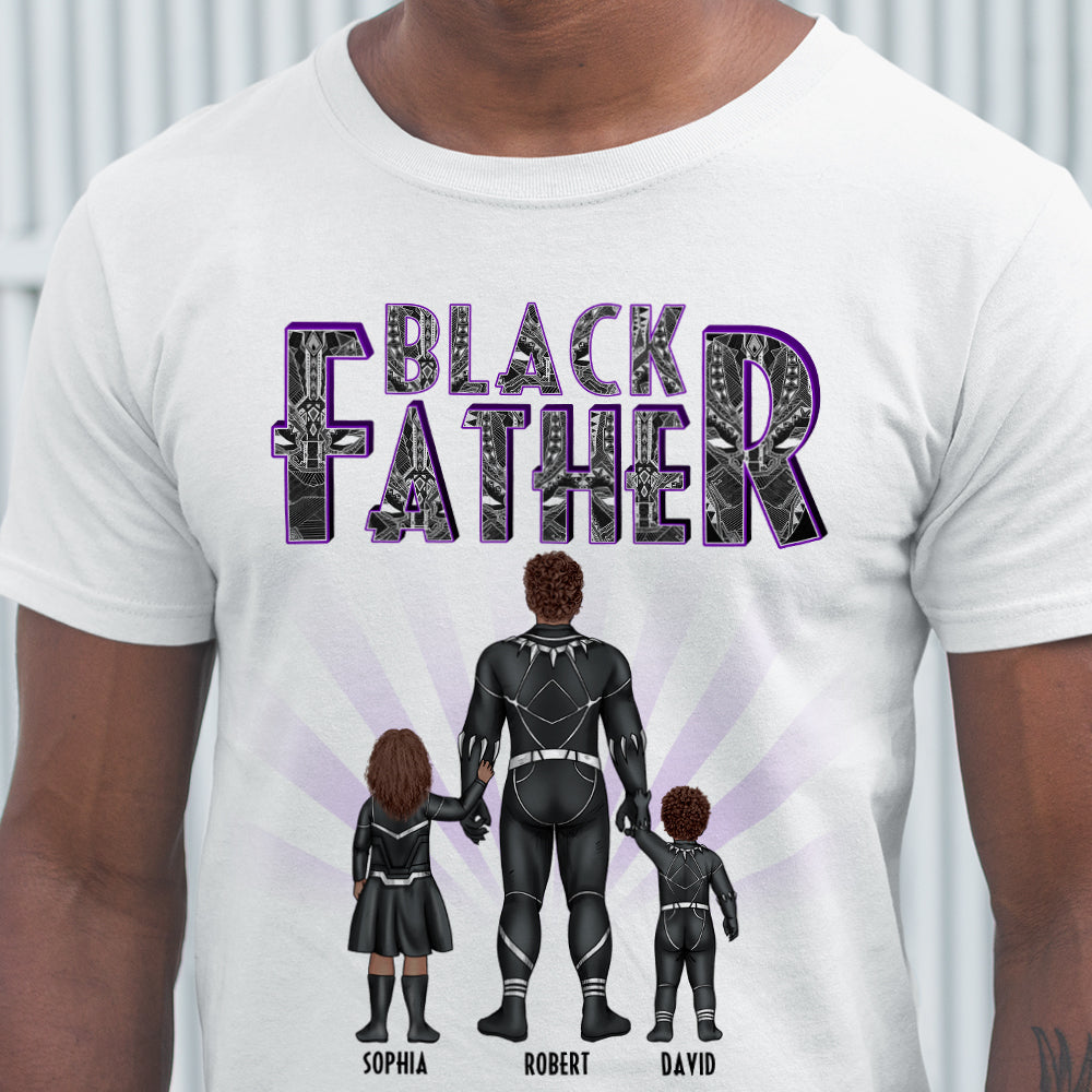 Super Hero Black Father - Personalized TShirt - Gift For Dad, Fathers Day  - CL02 NA94