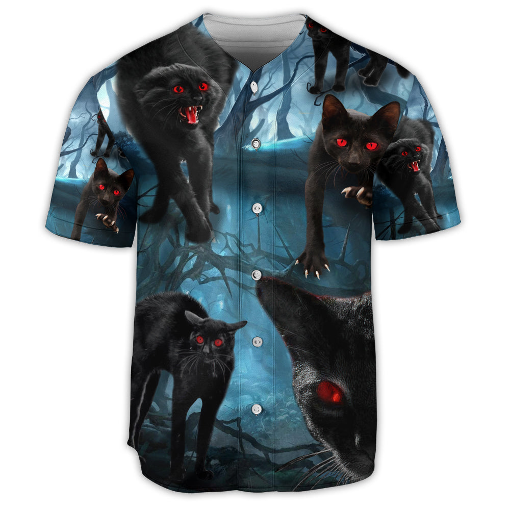 Black Cat Scary In The Night - Baseball Jersey