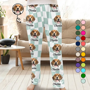 Custom Photo Humans Pet Face Colorful Pattern - Gift For Pet Lovers - Personalized Pajama Pants - NA94