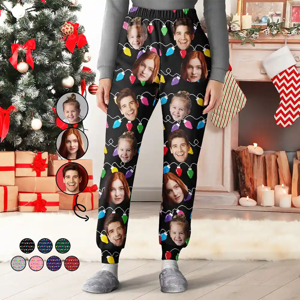 Custom Photo Christmas Family Pet Face - Gift For Family Members, Pet Lovers - Personalized Pajama Pants - NA94