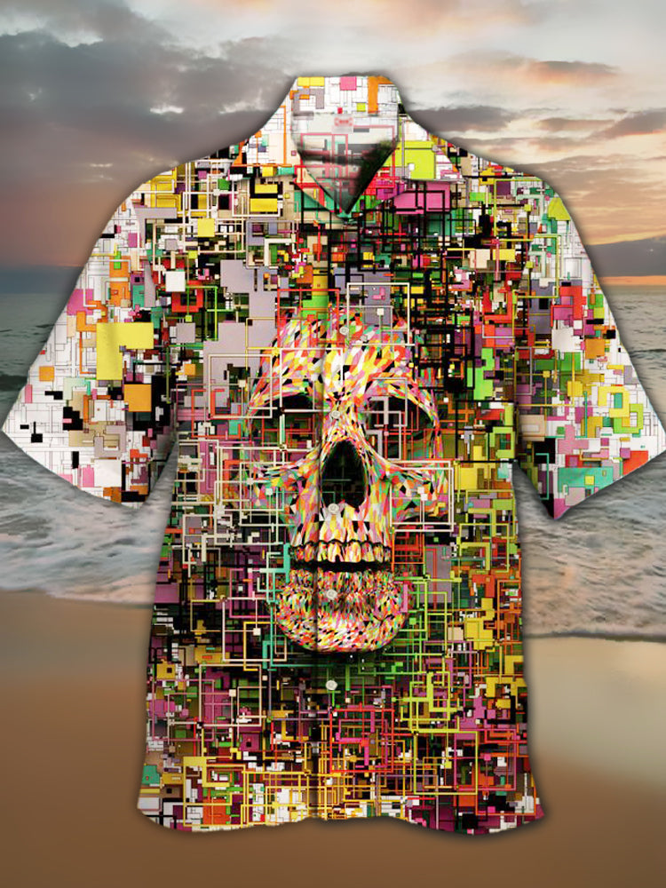 Skull Artwork Cool Psychedelic Hippie Hawaiian Shirt