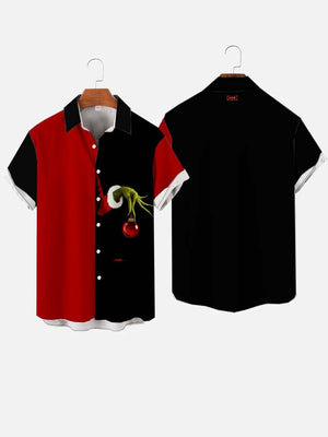 Halloween Element Red And Black Stitching Monster's Hand Hawaiian Shirt