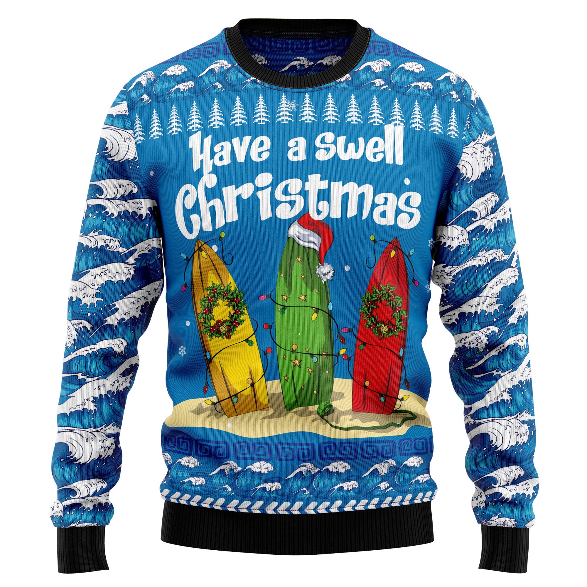 ﻿Surfer Swell Christmas Ugly Christmas Sweater