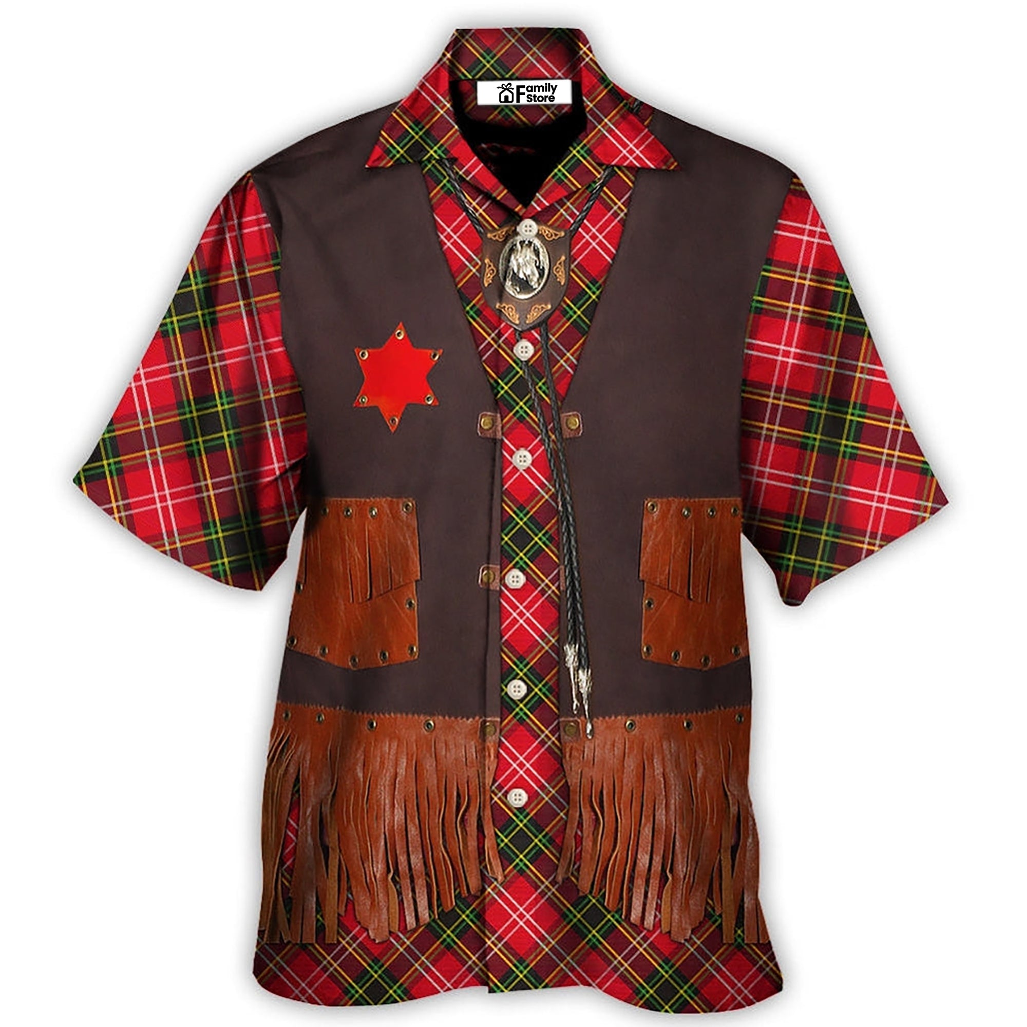 Christmas Santa Cowboy Vintage Style - Hawaiian Shirt