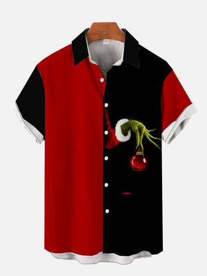 Halloween Element Red And Black Stitching Monster's Hand Hawaiian Shirt