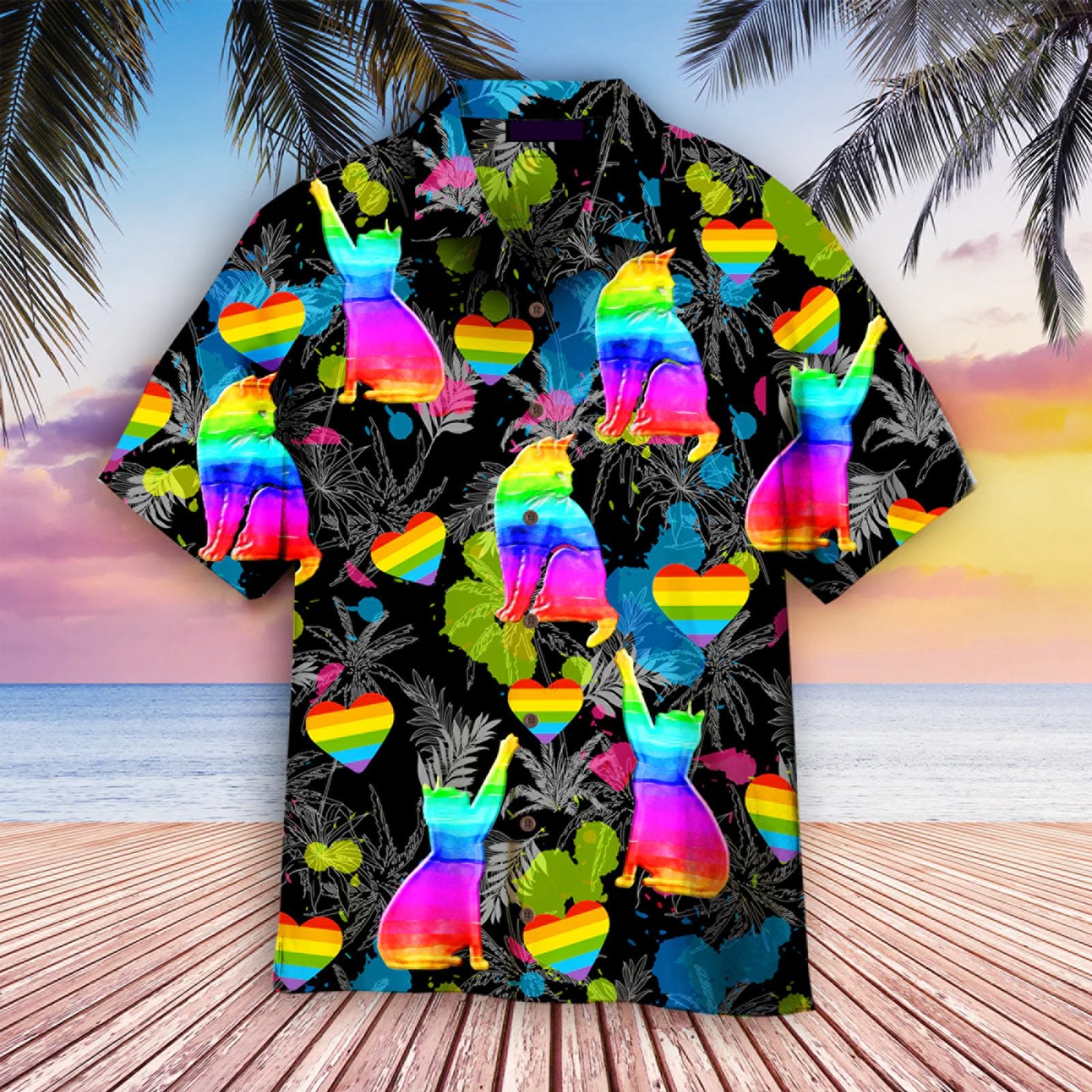 LGBT Cat Pride Month Hawaiian Shirt, Gift For Pride Cat Lover