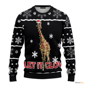 Giraffe Let It Glow Ugly Christmas Sweater For Men And Women