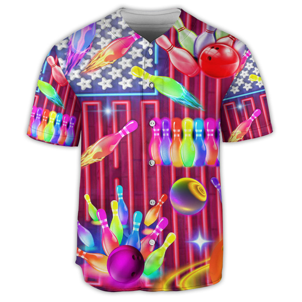 Bowling Independence Day Neon Style - Baseball Jersey