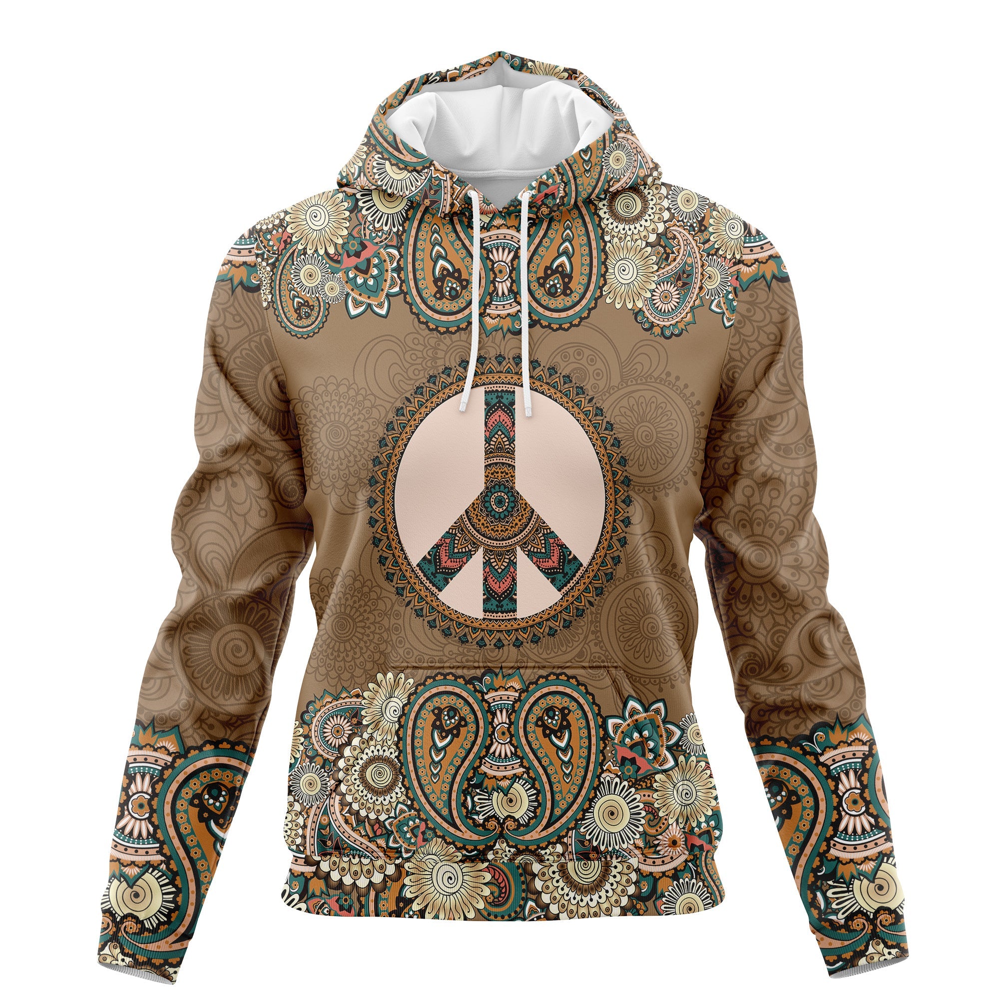 Hippie Peace Mandala Paisley Pattern Hoodie For Men And Women