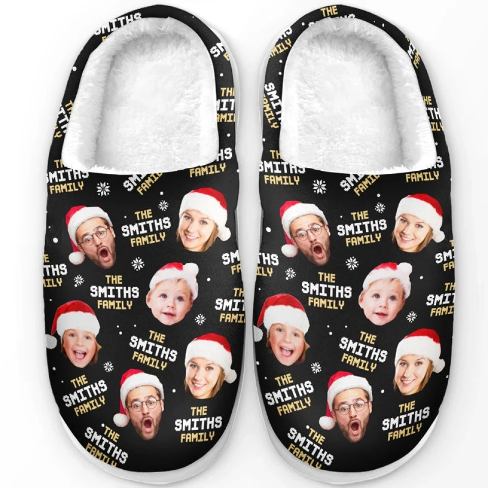 Custom Photo The Heart Of A Family Shines In Every Face - Personalized Slippers - Christmas Gift For Family Members NA94