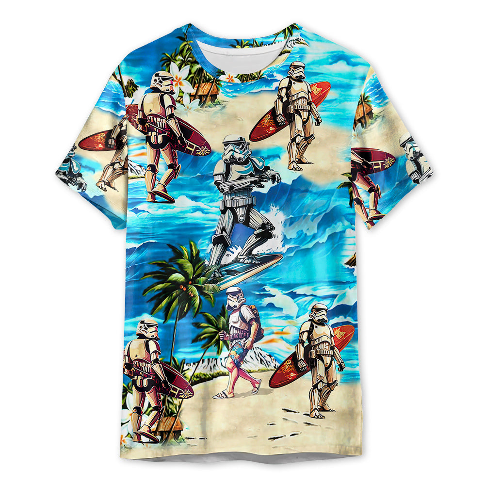 Starwars Stormtrooper Surfing - 3D T-shirt