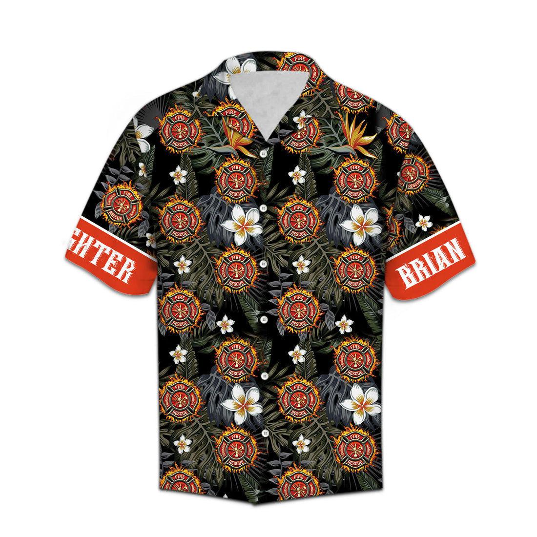 Personalized Firefighter Tropicial Pattern Hawaiian Shirt For Men & Women