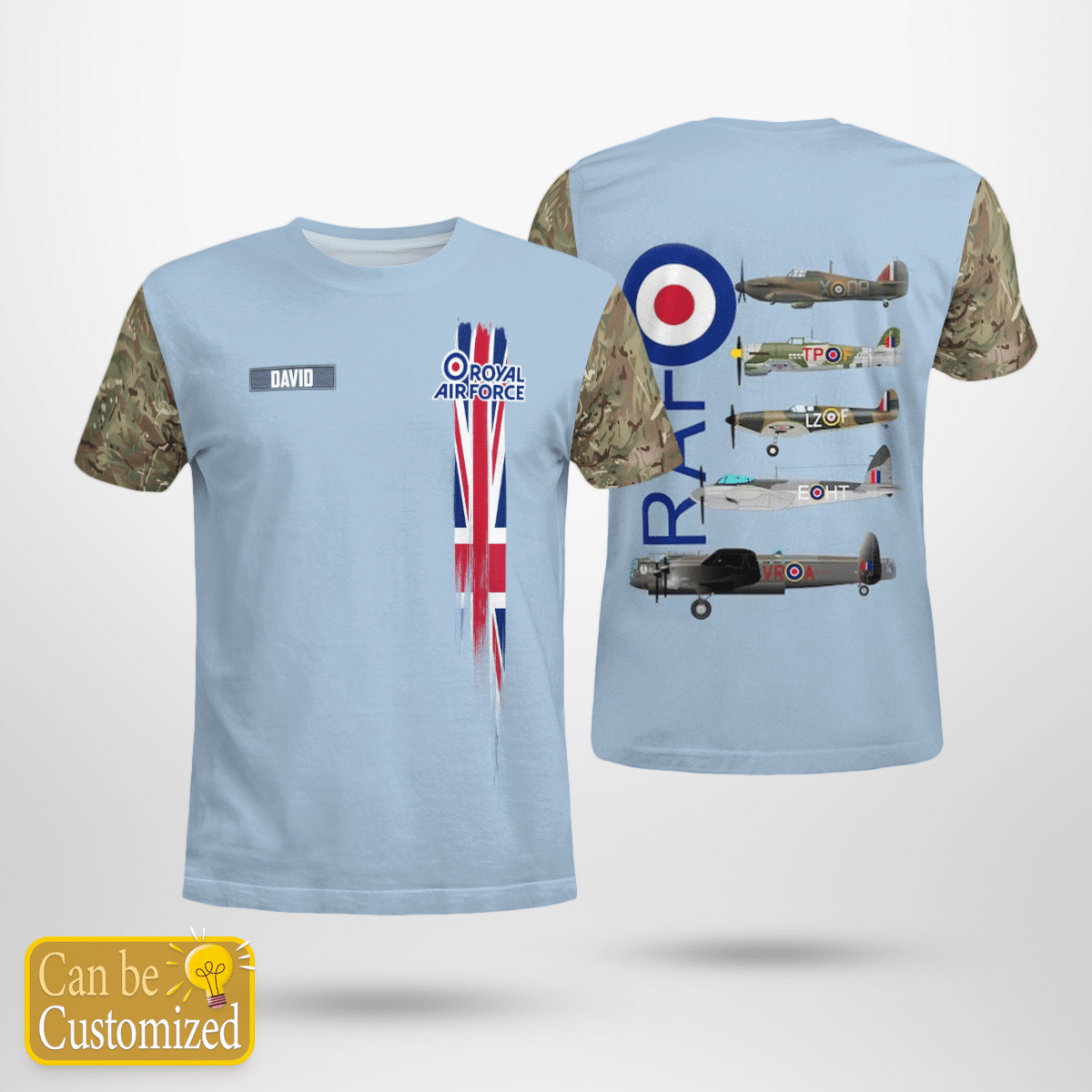 Personalized Veterans Aircraft Spitfire Lancaster Typhoon Hurricane Mosquito 3D T-Shirt