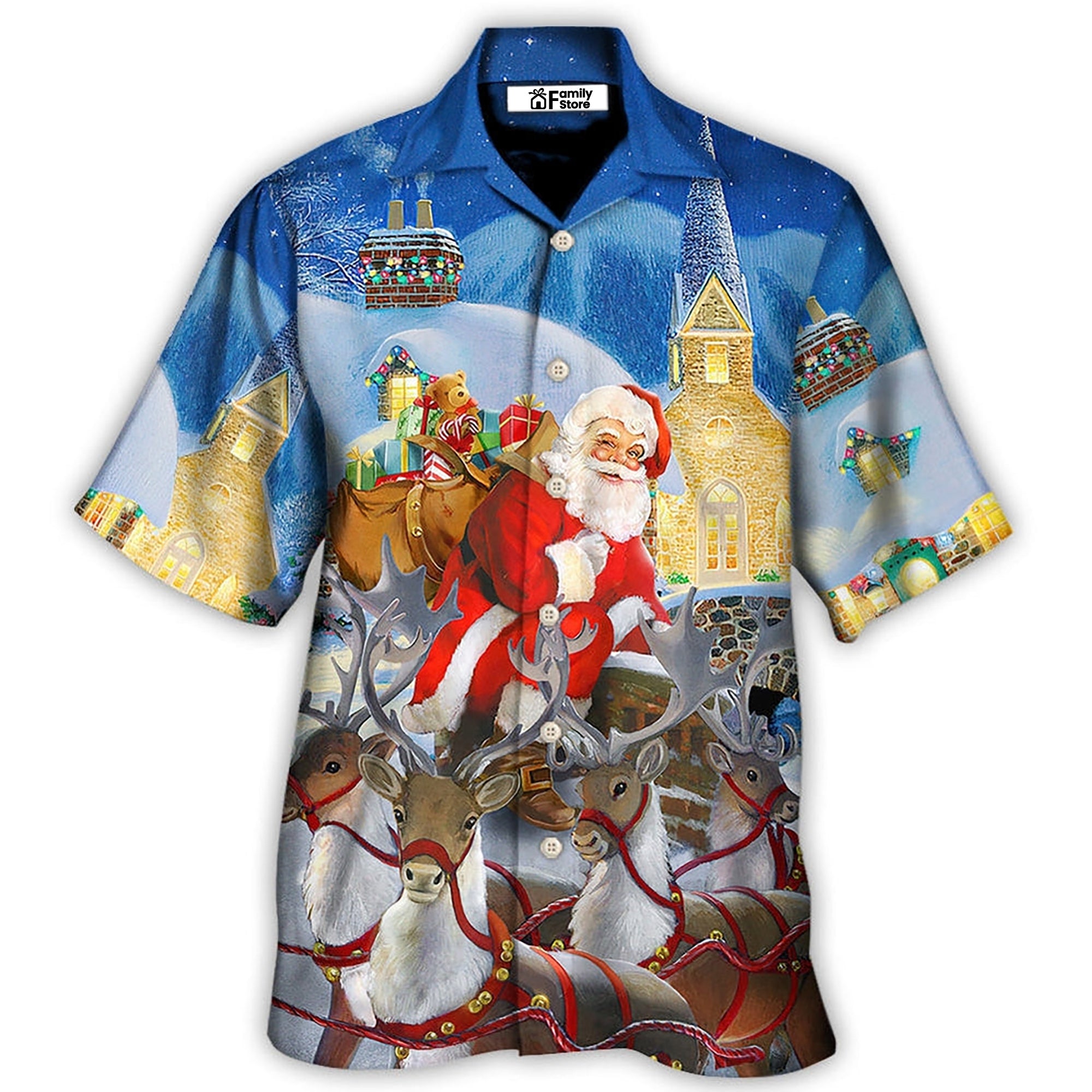 Christmas Santa Claus Reindeer Gift For Xmas Art Style - Hawaiian Shirt