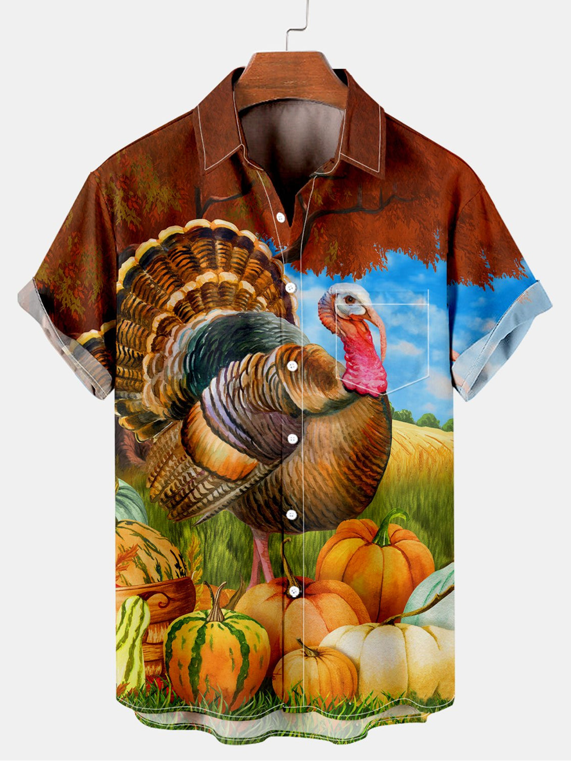 Thanksgiving Day Turkey Pumpkin Art Hawaiian Shirt