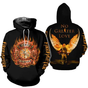 Firefighter No Greater Love All Over Print Hoodie For Men & Women