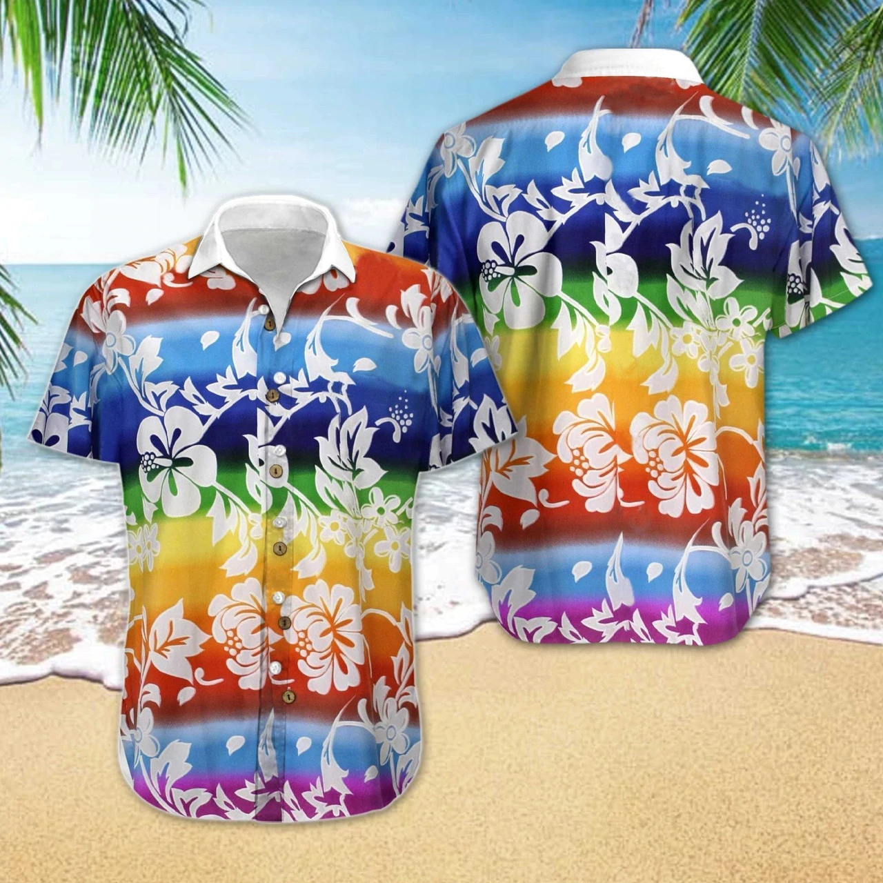 LGBT Flower Pride Love Is Love Rainbow Hawaiian Shirt For Men And Women