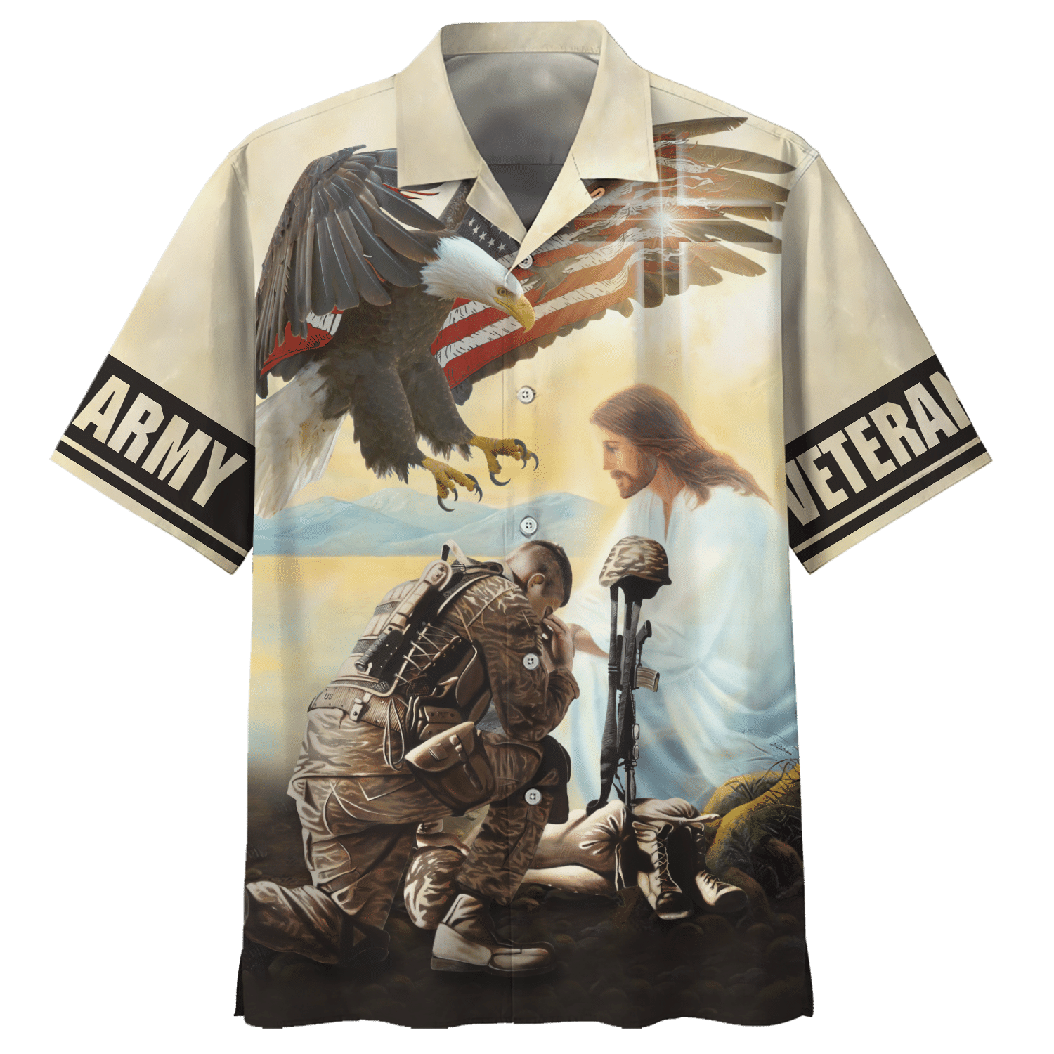 Soldiers And Jesus Army Veteran Hawaiian Shirt