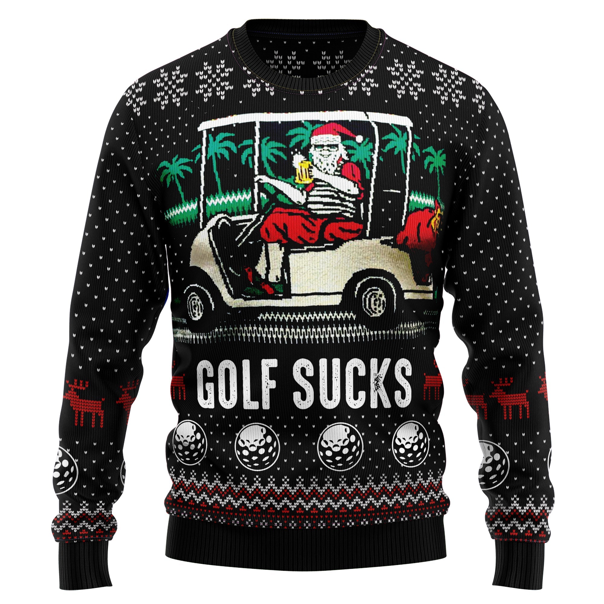 Golf Sucks Ugly Christmas Sweater - Gift for Dad, Grandpa, Husband