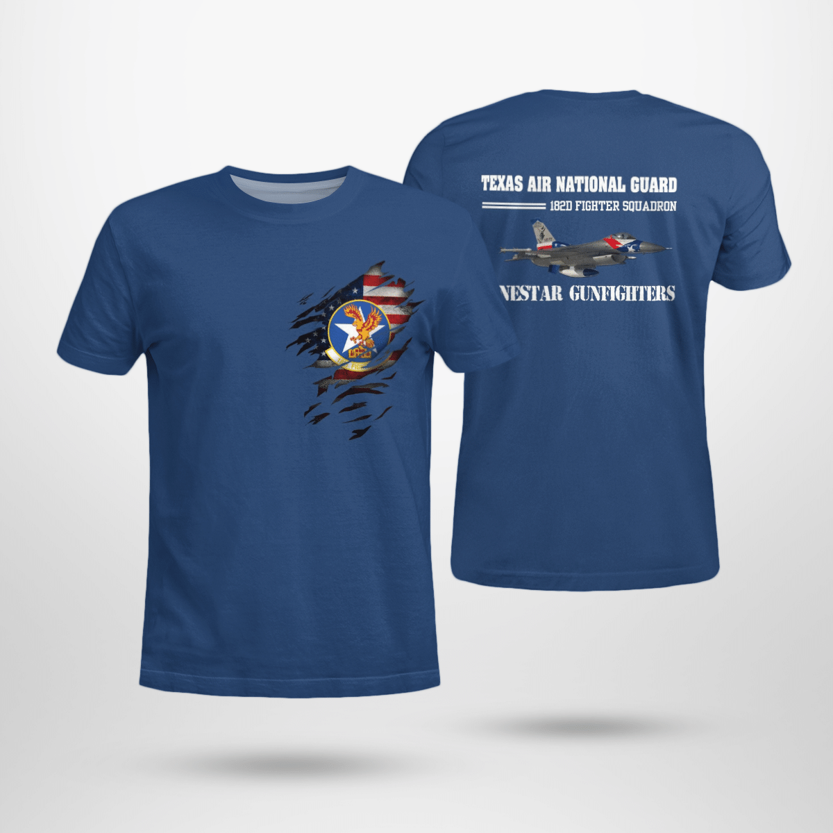 Veterans Texas Air National Guard 182d Fighter Squadron F-16 Fighting Falcon T-Shirt