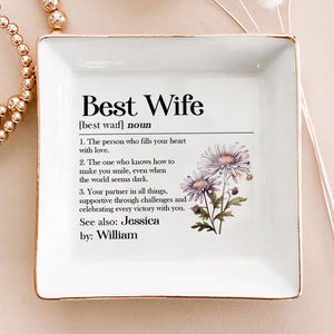 Best Wife Definition - Personalized Jewelry Dish - Gift For Wife, Anniversary, Engaging, Marriage Gift NA94