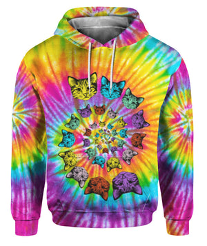 Tie Dye Hippie Cat Cute Hoodie