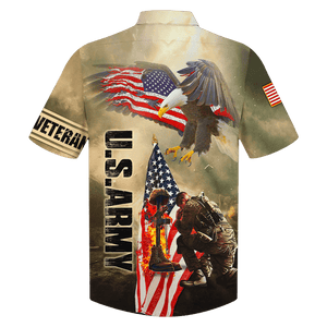 Us Amry Soldier, Gun And Eagle Hawaiian Shirt