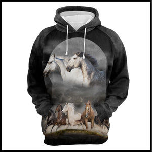 Wild Horse Running Hoodie For Men And Women