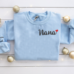 Custom Text Nana Trend - Embroidered Hoodie, Sweatshirt, Tshirt - Gift for Grandma, Family