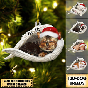 Personalized Breed Dog Sleeping Angel Merry Christmas - Ornament Double Sides - PT