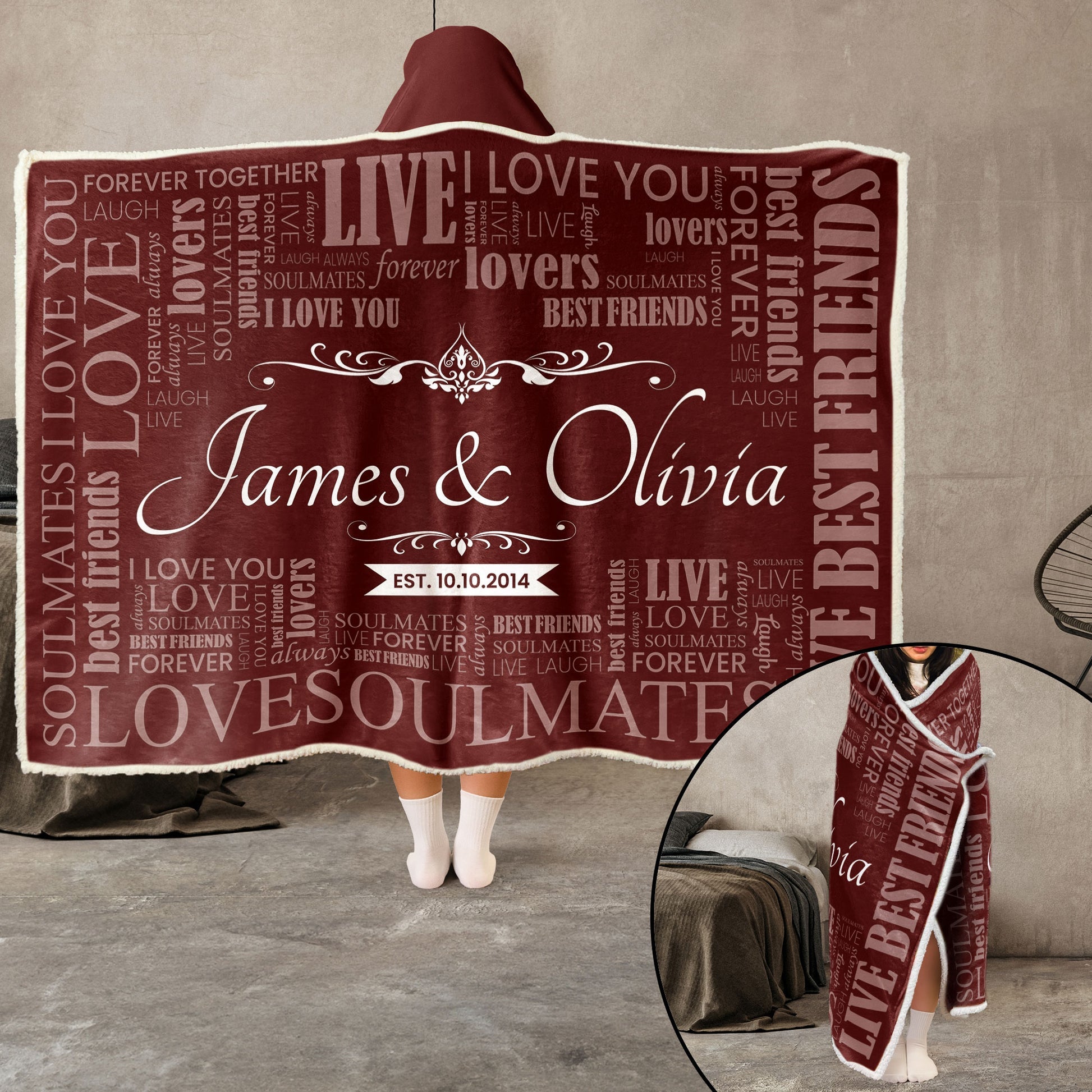 My Love Soul Mate - Personalized Wearable Hooded Blanket - Gift For Couples, Lovers - NA94