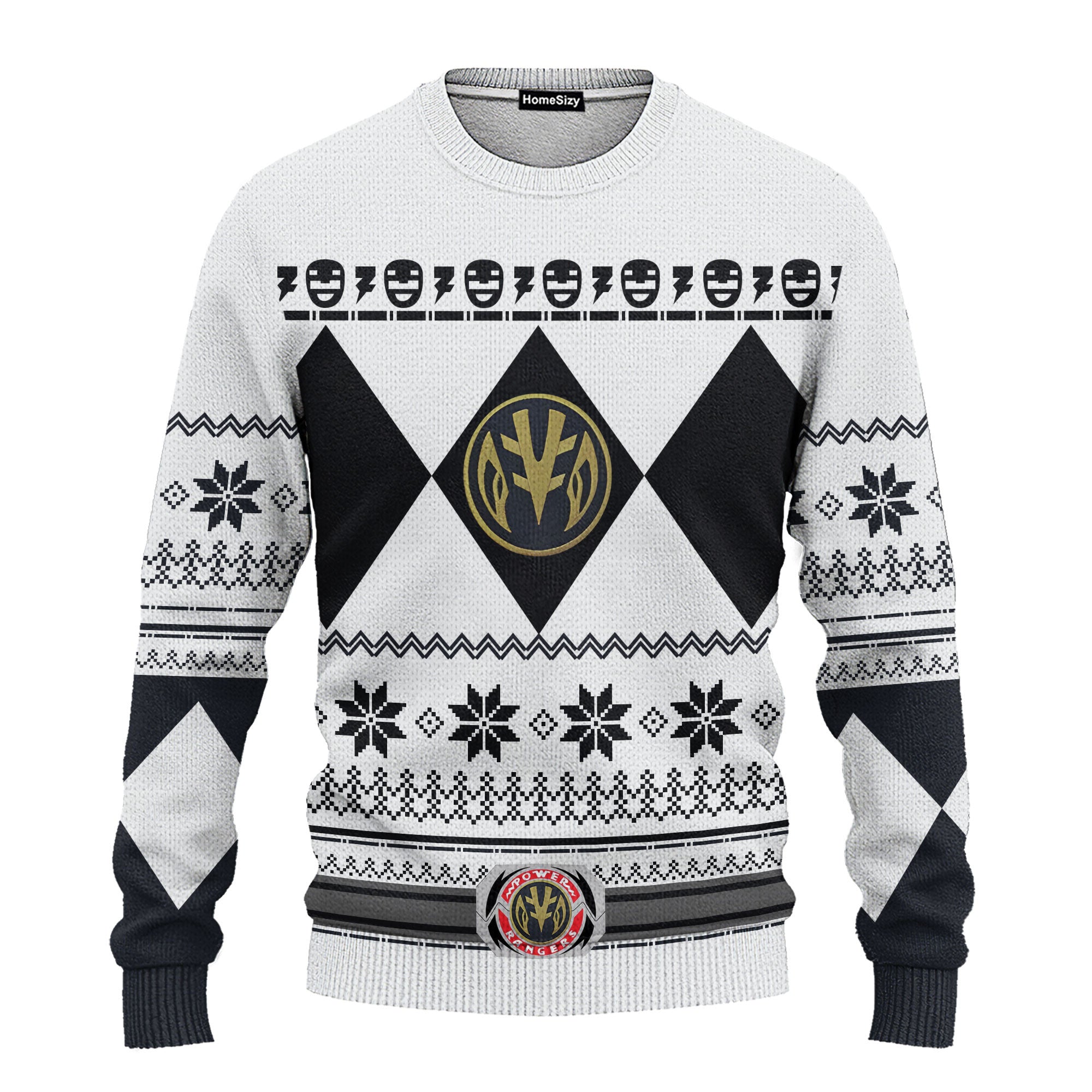 White Mighty Morphin Power Rangers C1 - Ugly Christmas Sweater